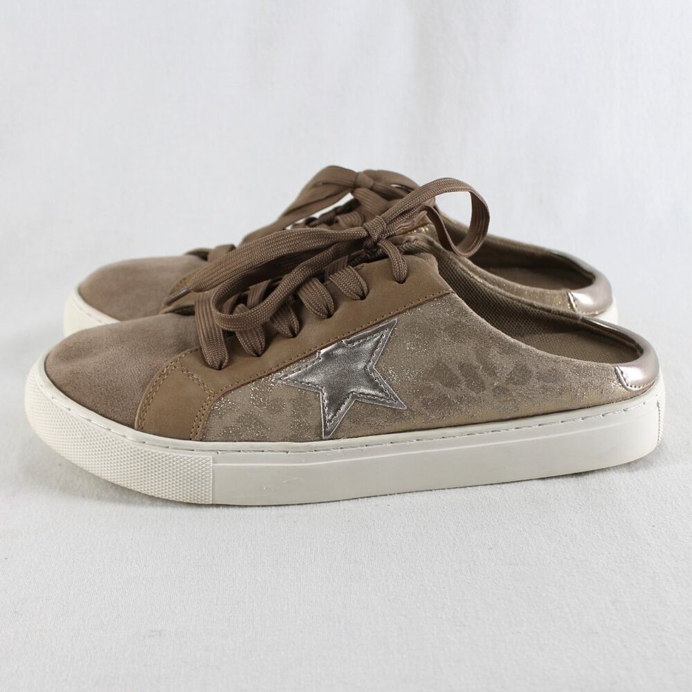 Boutique by Corkys Spiked Sneaker Mule Womens Size 8 Brown Gold Leopard Shoes - Picture 2 of 10